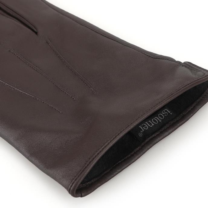Isotoner® Mens Three Point Leather Glove Chocolate Extra Image 5